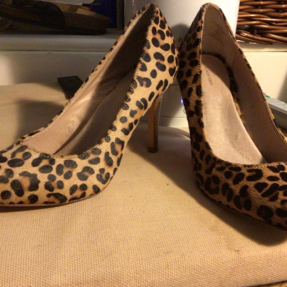 Lands end leopard high heels